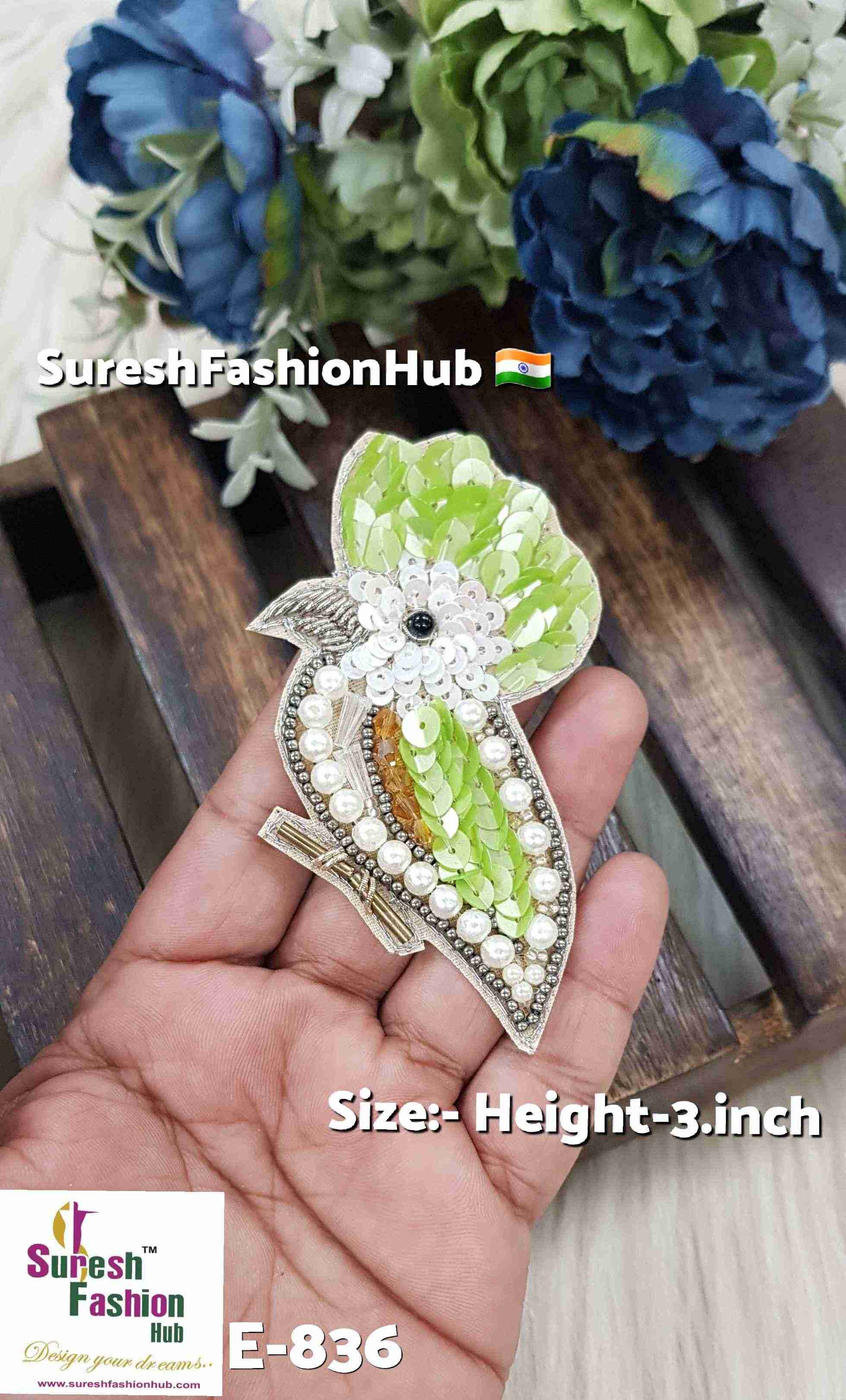 Light Mehandi Perched Bird Right Patch