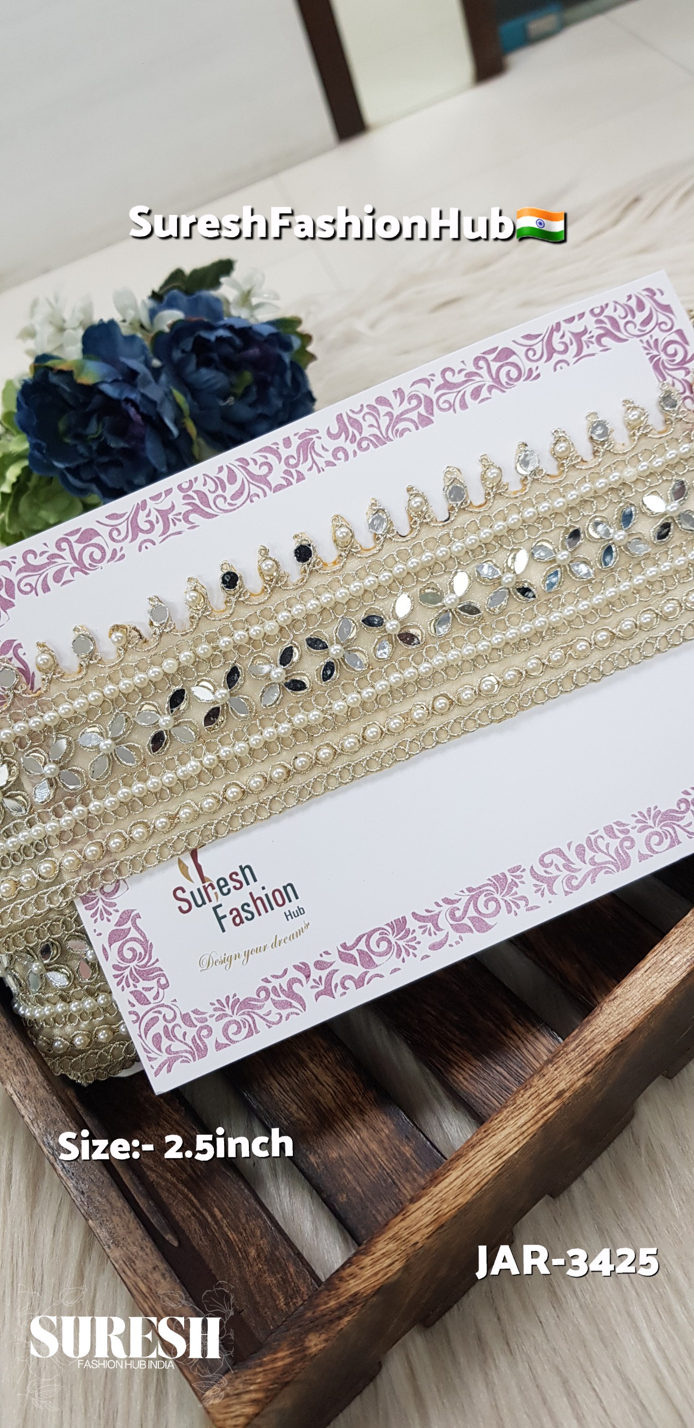 Multi-Design Pearl Mirror Cutwork Organza Lace