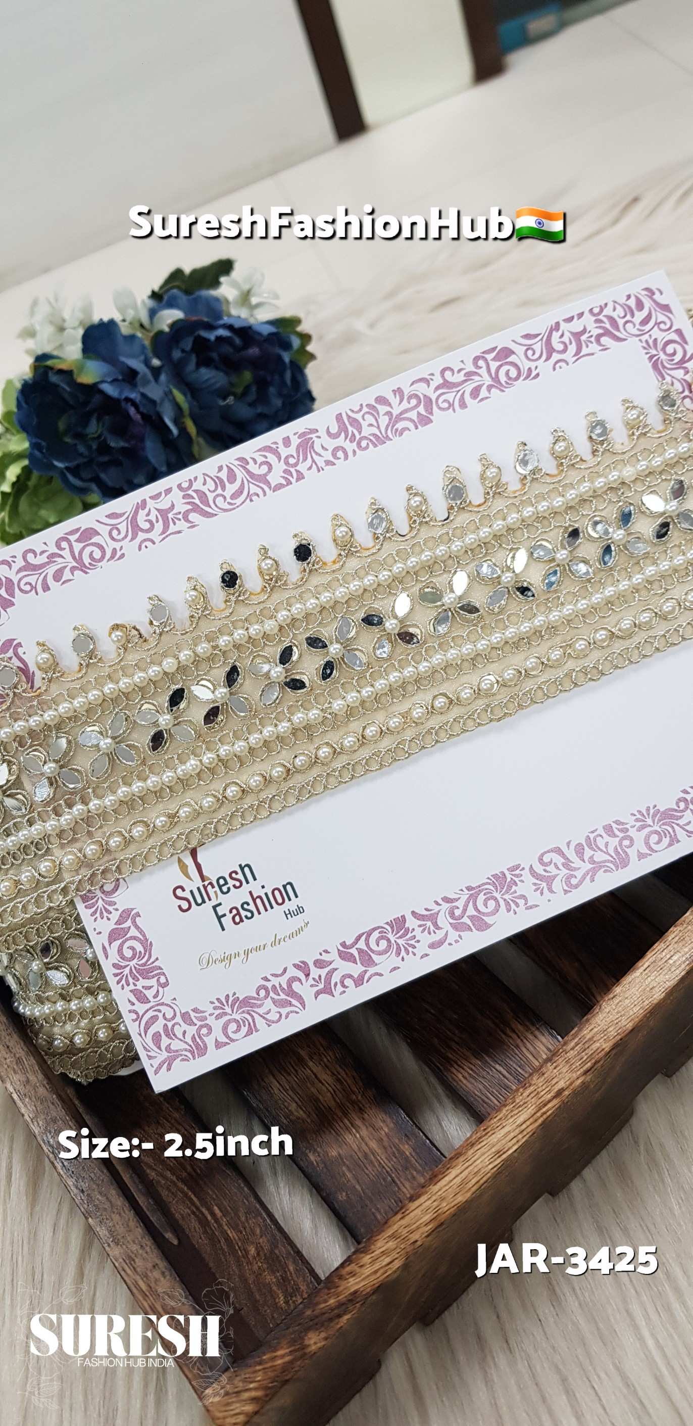 Multi-Design Pearl Mirror Cutwork Organza Lace
