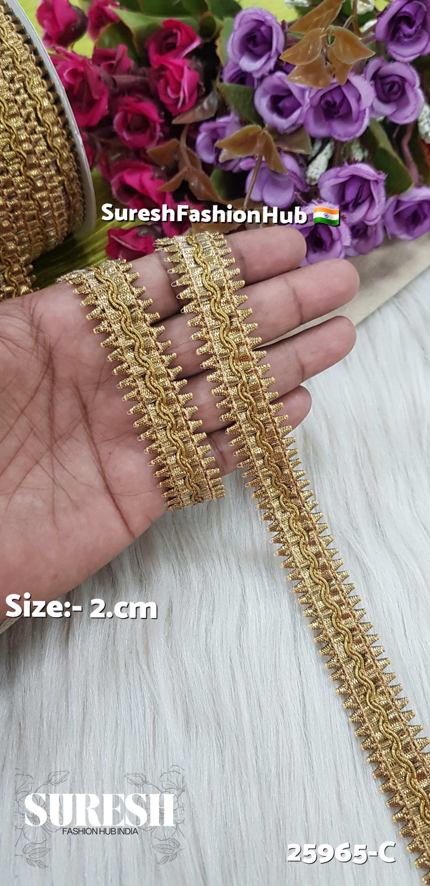 25965-C Matt Two-Side Samosa Gota Jhalar Lace – 2 cm