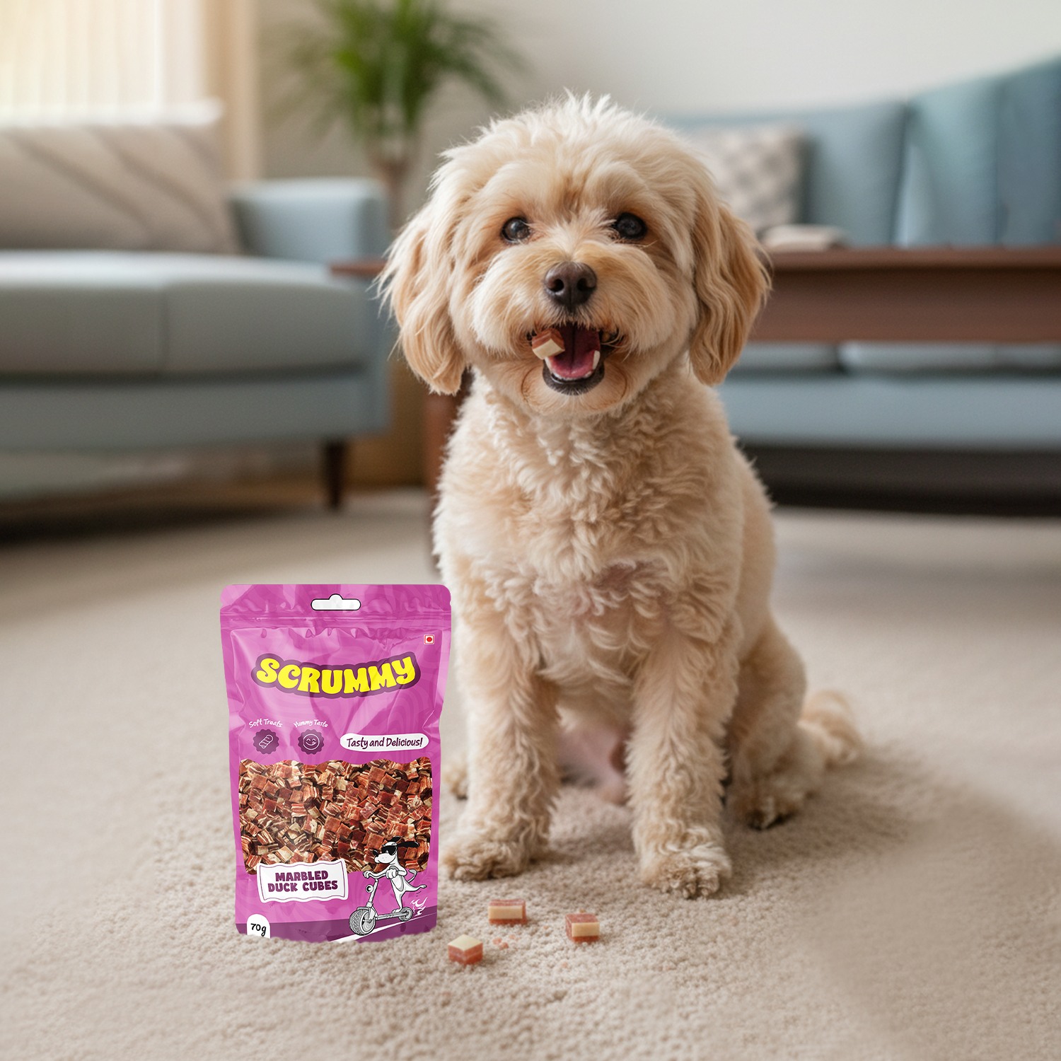 Scrummy Marbled Duck Cubes Dog Treats 70g