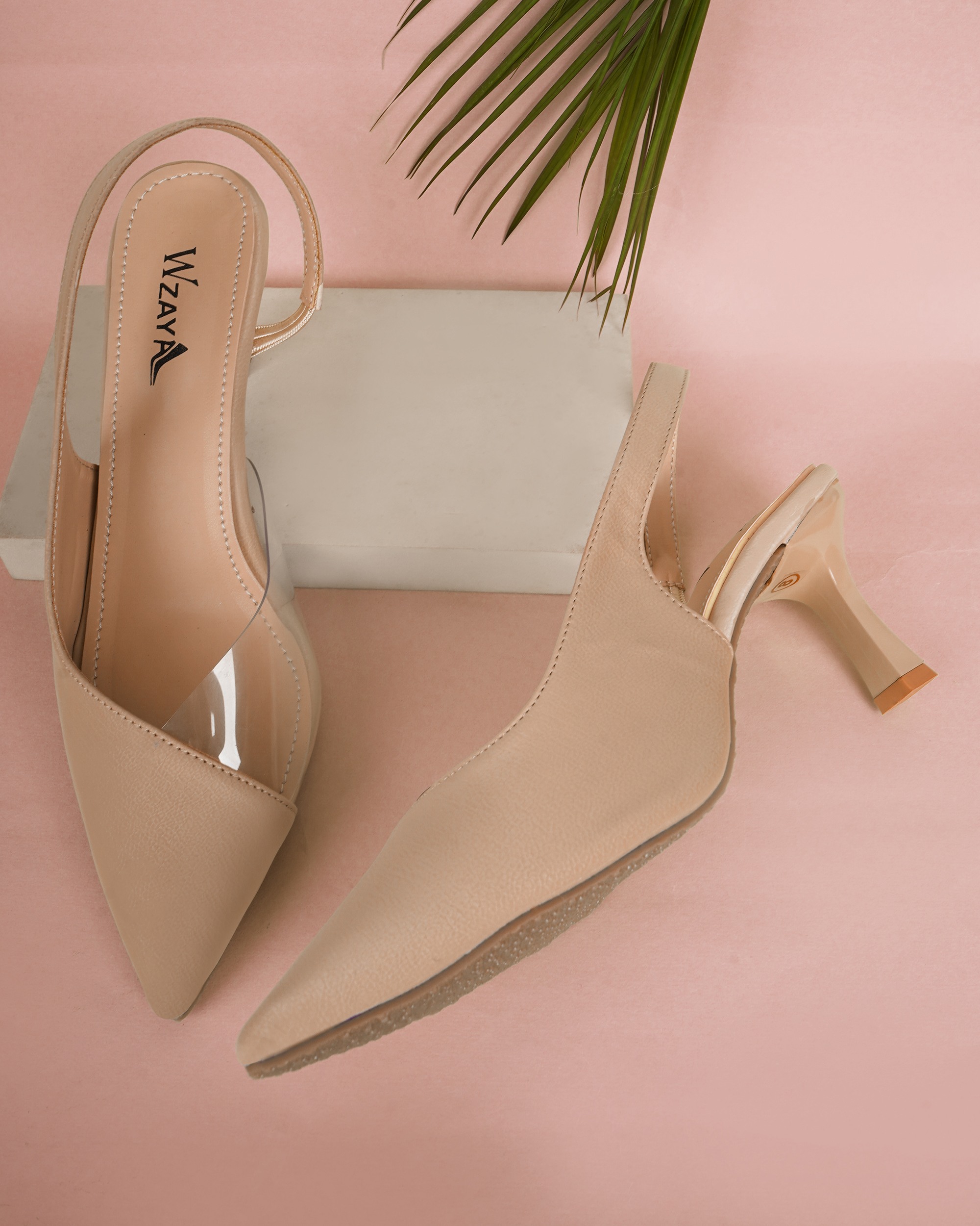 Transparent Pointed backstrap Pumps