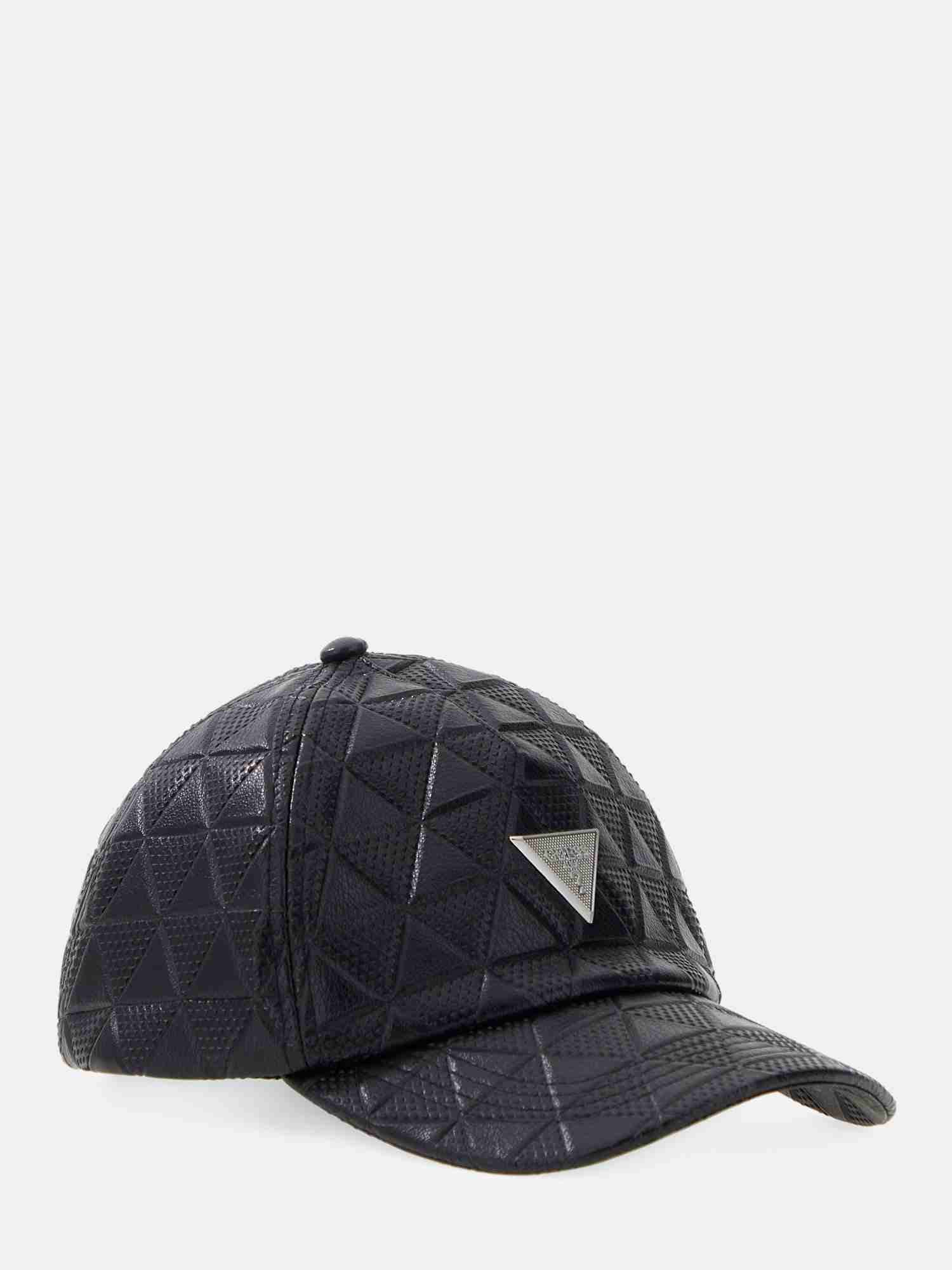 Guess Black Polyurethane Textured MEN Cap