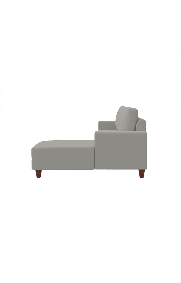 neudot Roman LHS Sectional Sofa for Living Room |6 Person Sofa|Premium Fabric with Cushioned Armrest | Solid Wood Frame|6 Seater in Light Grey Color