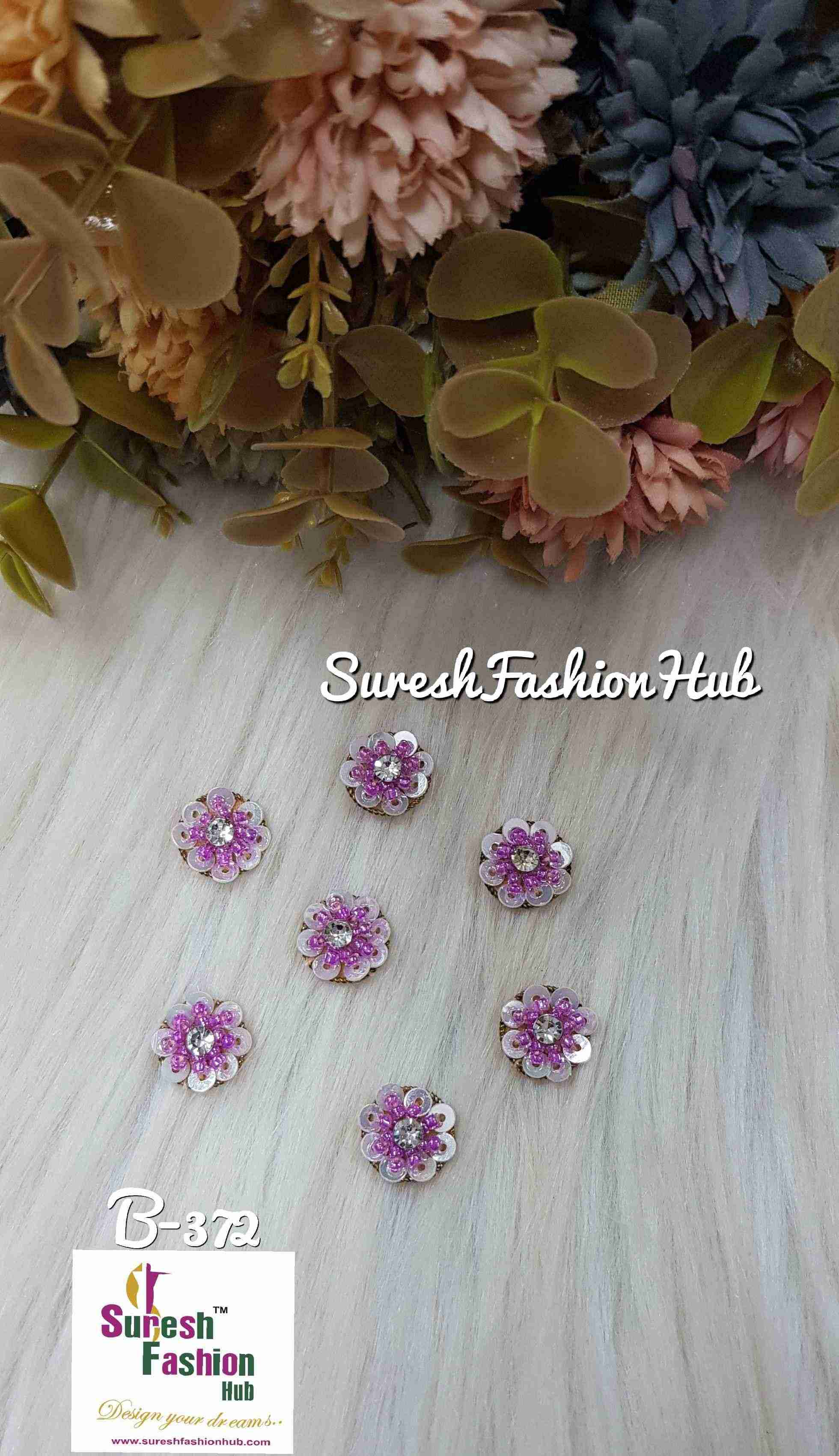 Purple Glam Bead Sequin Buttons