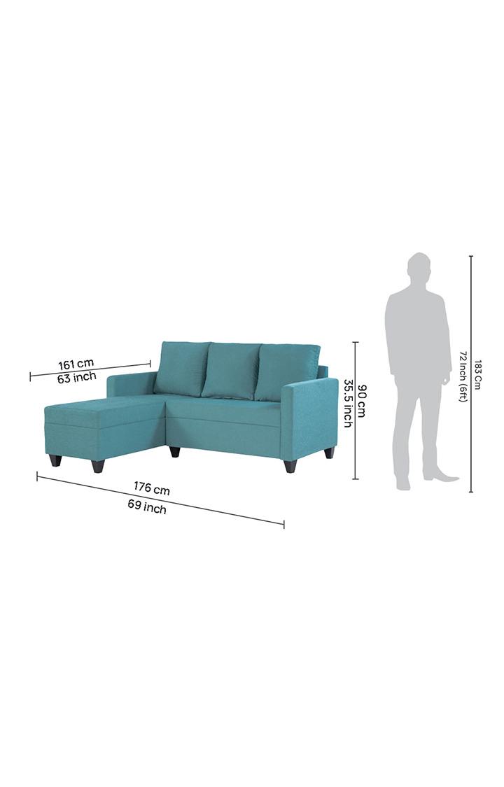 neudot Saya RHS Sectional Sofa for Living Room |4 Person Sofa| Premium Fabric with Cushioned Armrest | 12 Months Warranty| Solid Wood Frame| 4 Seater in Saya Duo Teal Color DIY(Do-It-Yourself)