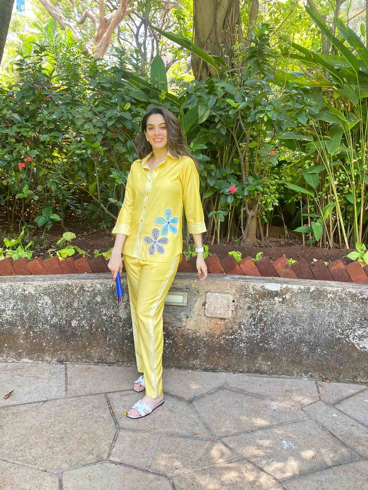 Yellow embroidered coord