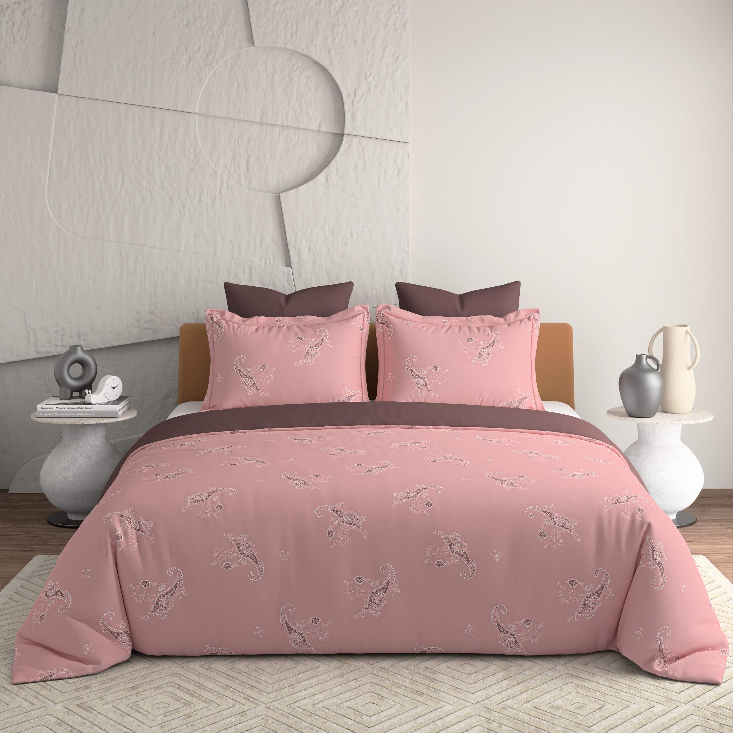 Bellagio Jovial Pastel Pink Cotton 3pc King Size BedSheet Set
