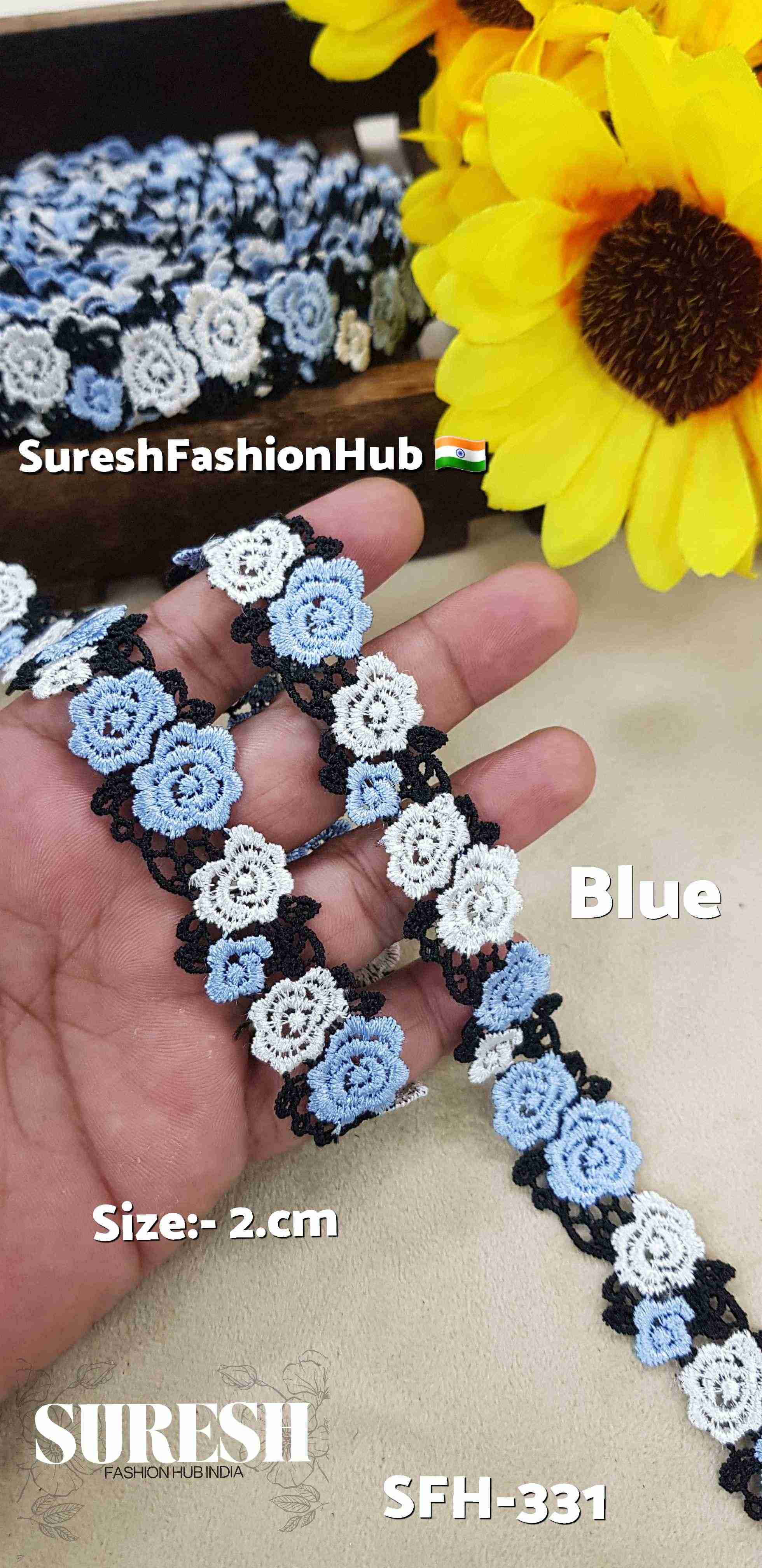 Blue Multicolor Floral GPO Lace