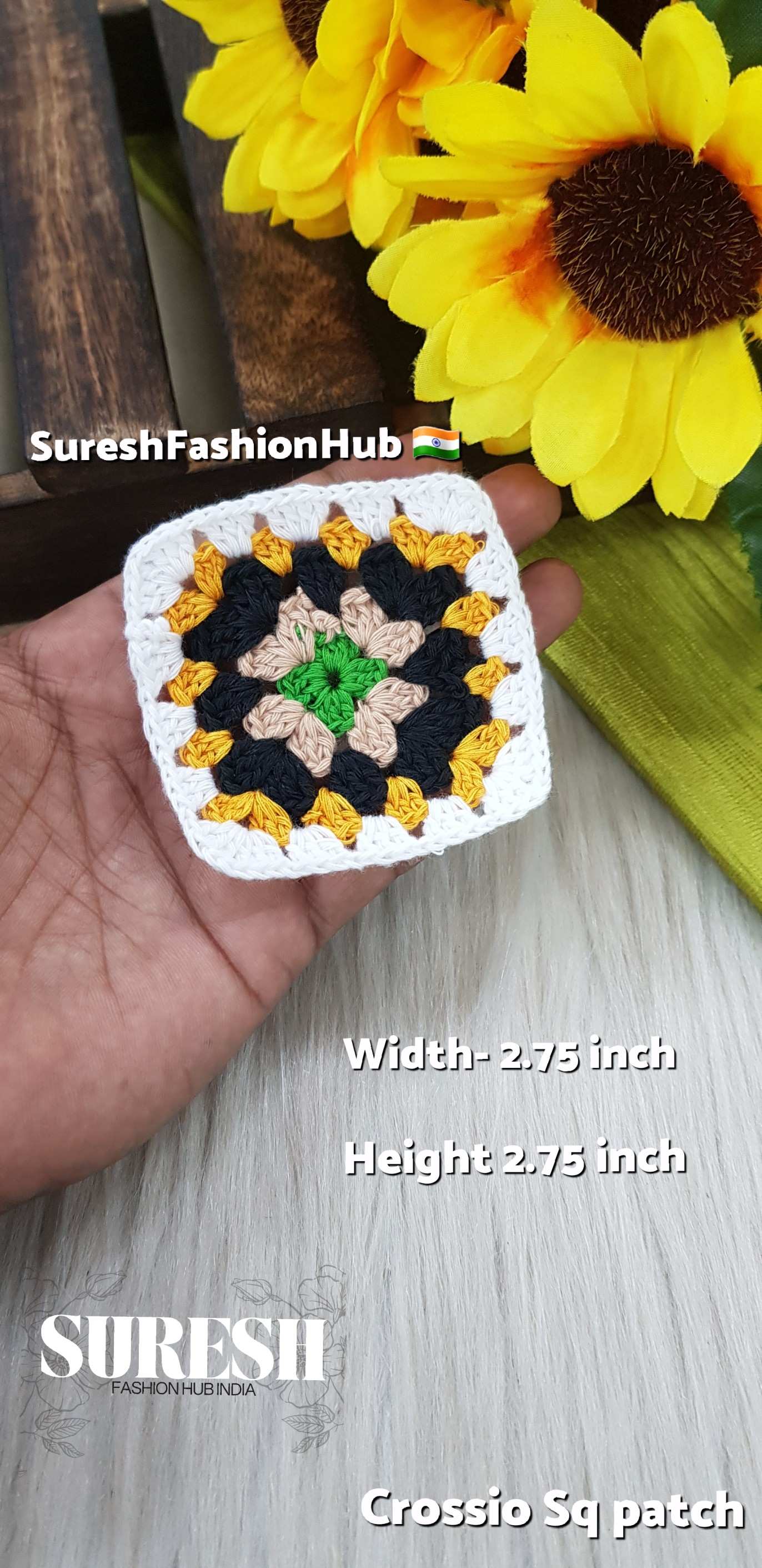 Cr-1 Handmade Crosio Square Patch (White)