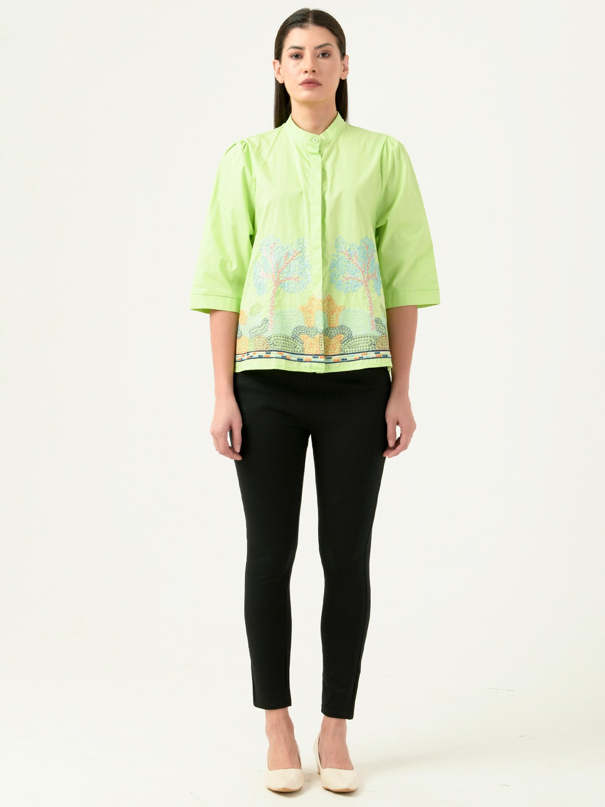 Albion Women Smart Premium P Green Blouson Top