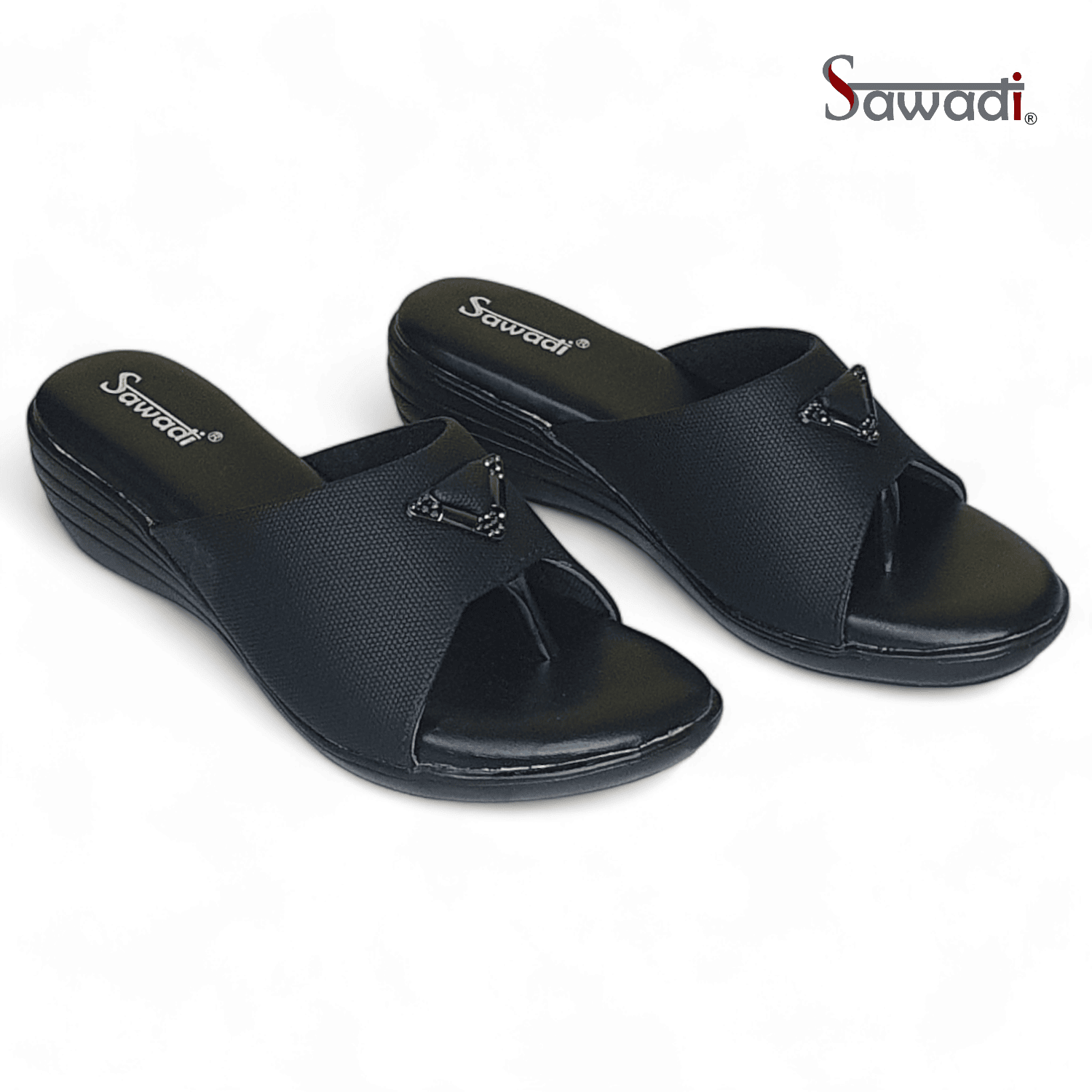 Sawadi Women's Black Casual Wedge Thong Sandal - Comfortable and Stylish Platform Flip Flops | Sawadi Mart
