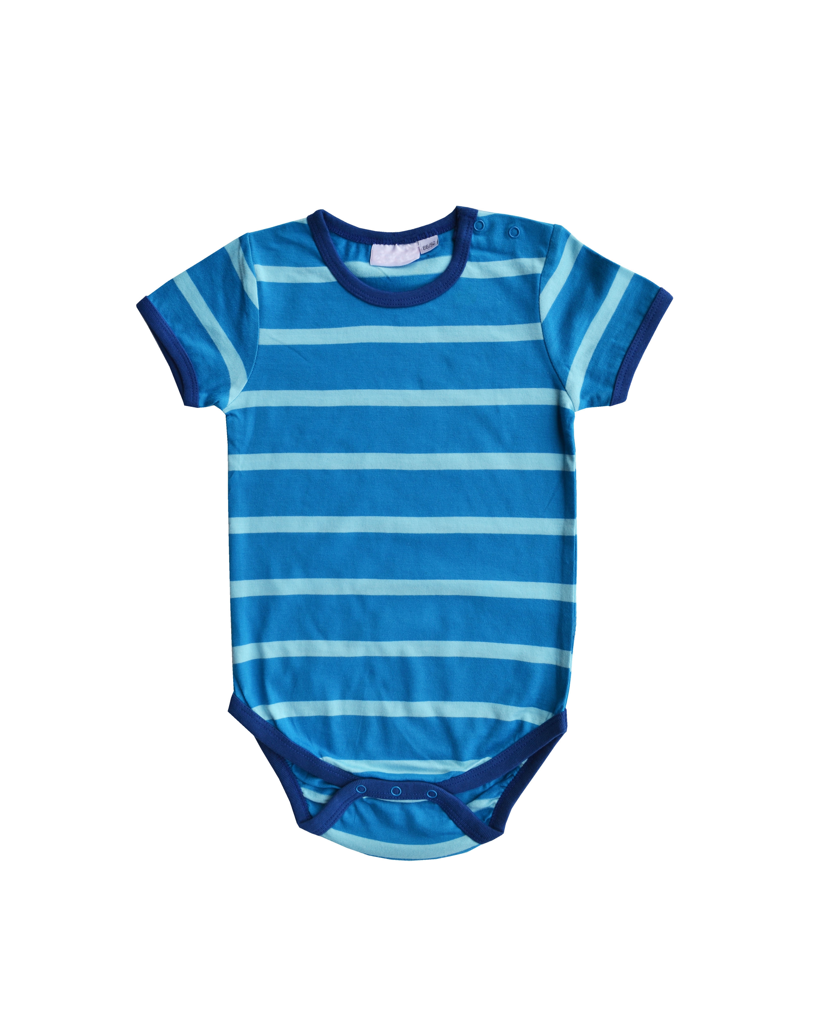 Babeez | Blue Stripe Bodysuit Button Opening On Shoulder  (100% Cotton Jersey) undefined