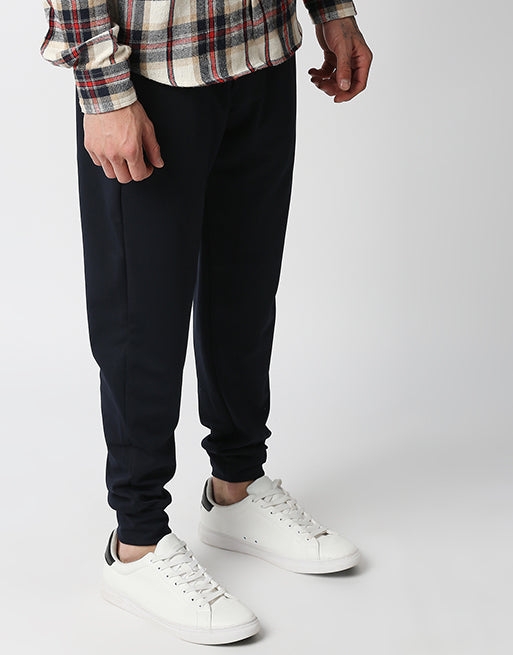 Hemsters | Men's Blue Cotton Solid Trackpants 1