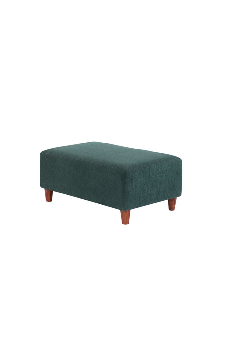 neudot Hailey Fabric Ottoman | Entry Way Stool | Wooden Legs | Castle Green Colour