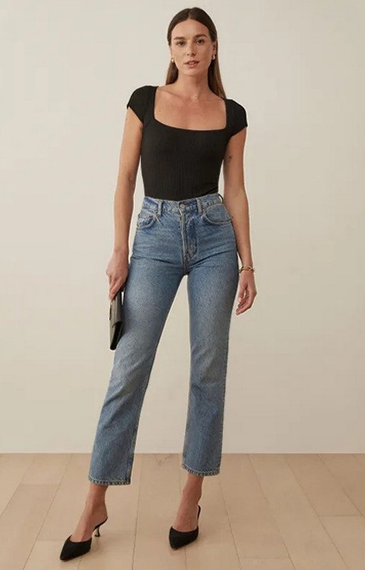 Women's Black Polyester Solid Tops