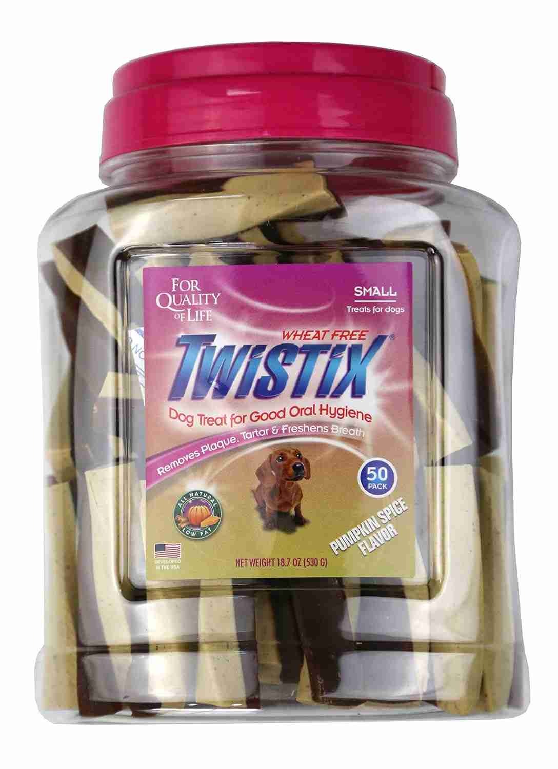 Twistix | Twistix Canister Pumpkin Spice, Dog Treats, 50 Sticks
