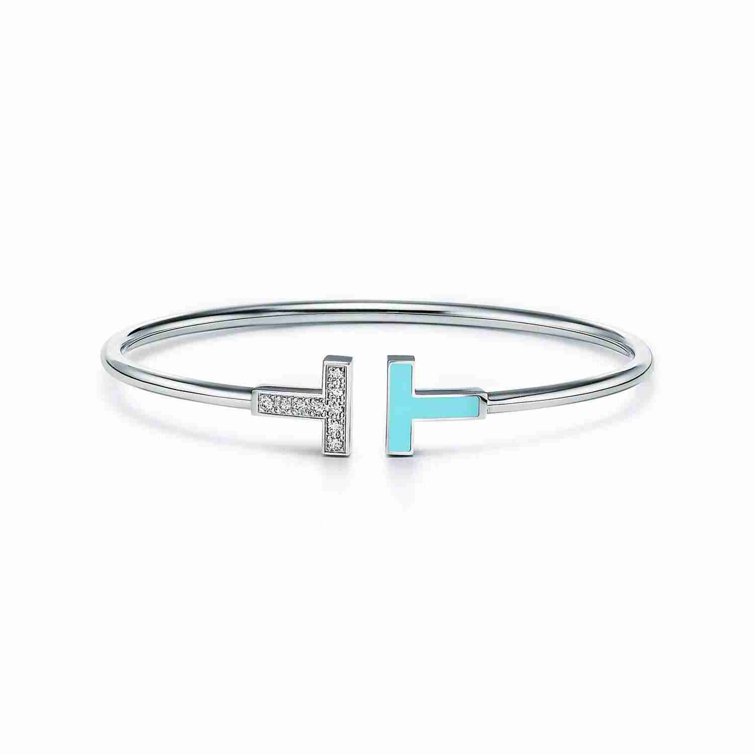 Tiffany T:Diamond and Turquoise Wire Bracelet