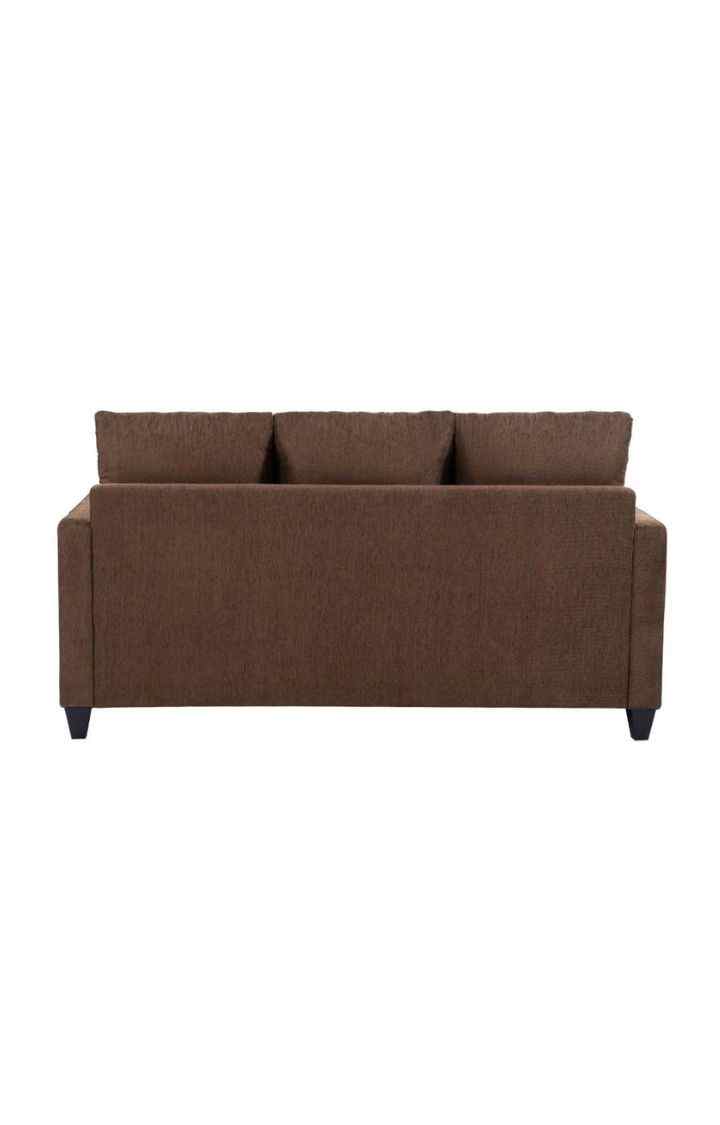 NEUDOT Saya Sofa for Living Room |3 Persons Sofa|Premium Fabric with Cushioned Armrest | Solid Wood Frame|3 Seater in Saya Brown Color