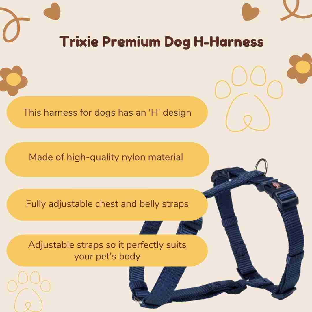 Trixie Premium H Harness for Dogs, Indigo