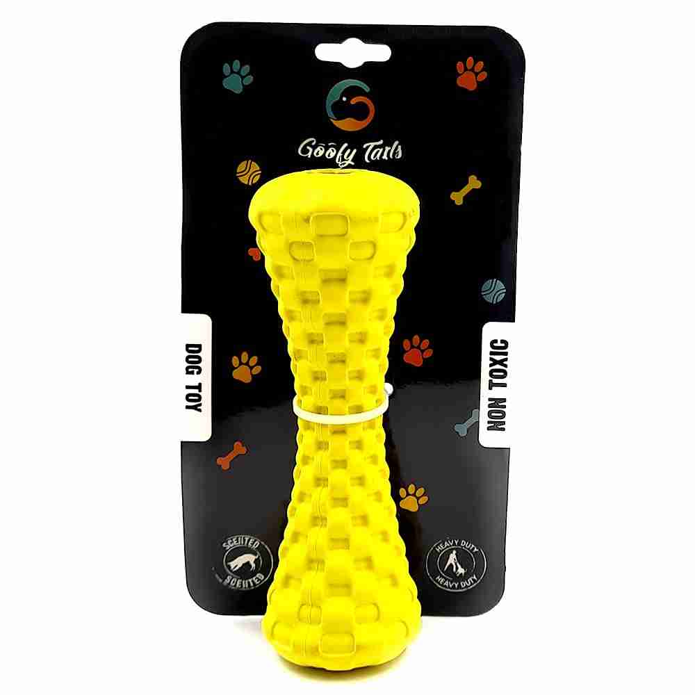 Goofy Tails Dumbbell Natural Rubber Treat Dispensing Interactive Dog Toy