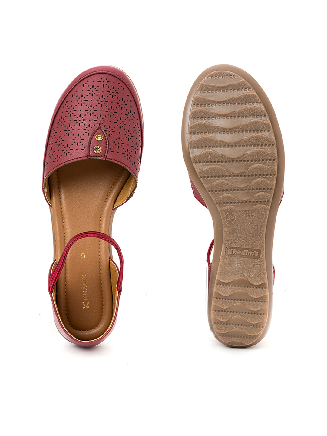 Buy Khadim's Women Maroon Stone Slip-on Wedges on Snapdeal | PaisaWapas.com