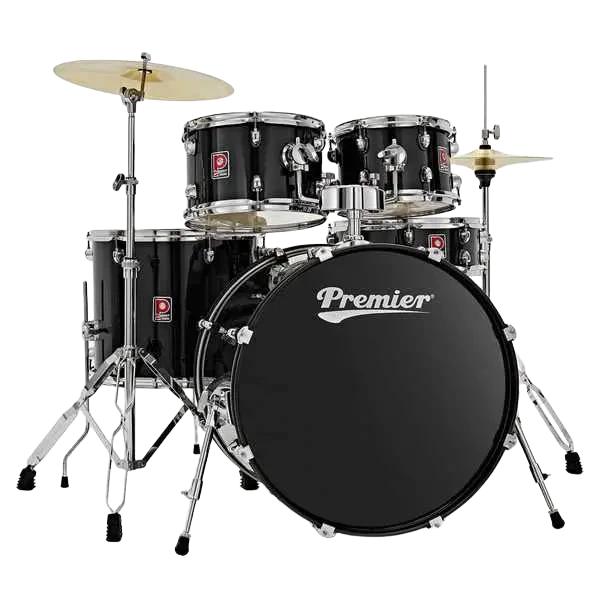 Premier Revolution 5-Piece Complete Acoustic Drum Kit, 22" Bass Drum, Black