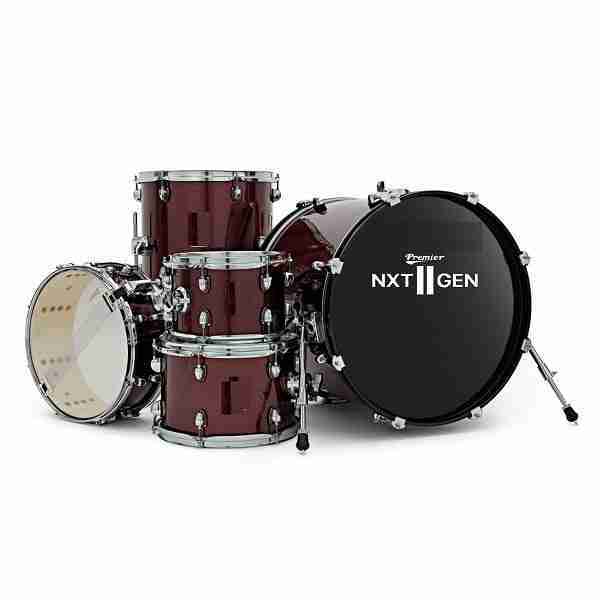 Premier NXT GEN Series 5-Piece Complete Acoustic Drum Kit, 22" Bass Drum, Red Sparkle 6