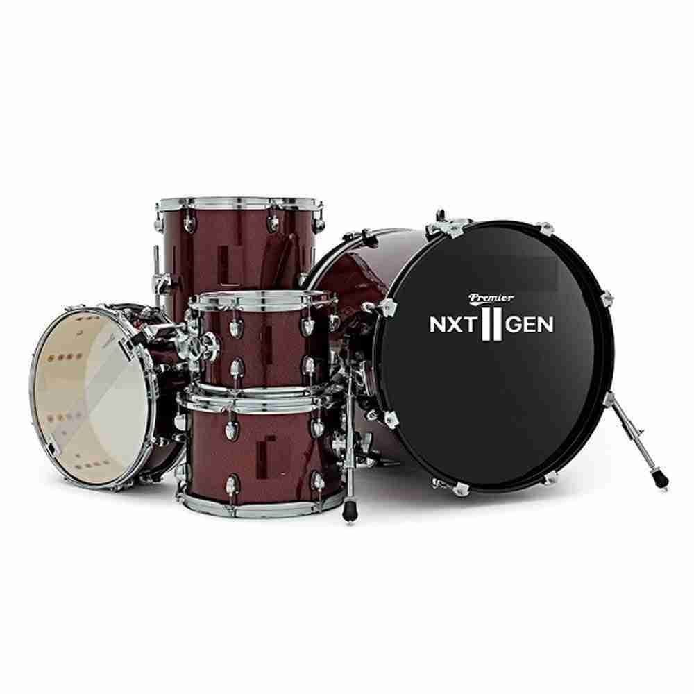 Premier NXT GEN Series 5-Piece Complete Acoustic Drum Kit, 22" Bass Drum, Red Sparkle 8