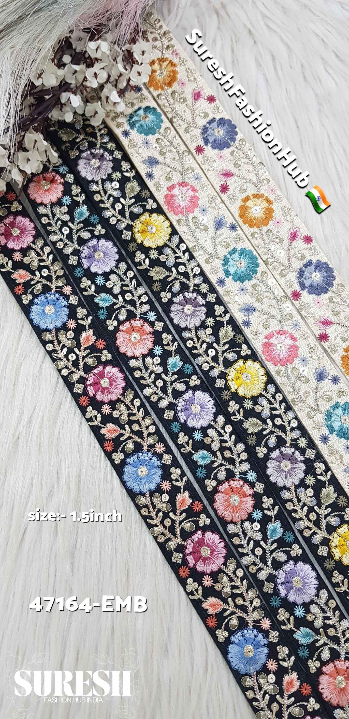Vibrant Bloom Embroidery Lace – Black Base