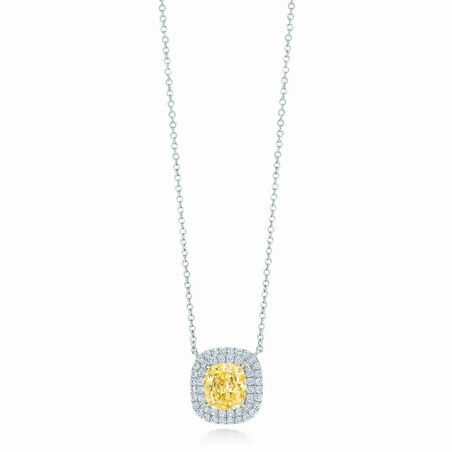 Platinum 18K Micro Pave Row Pendant with Chain
