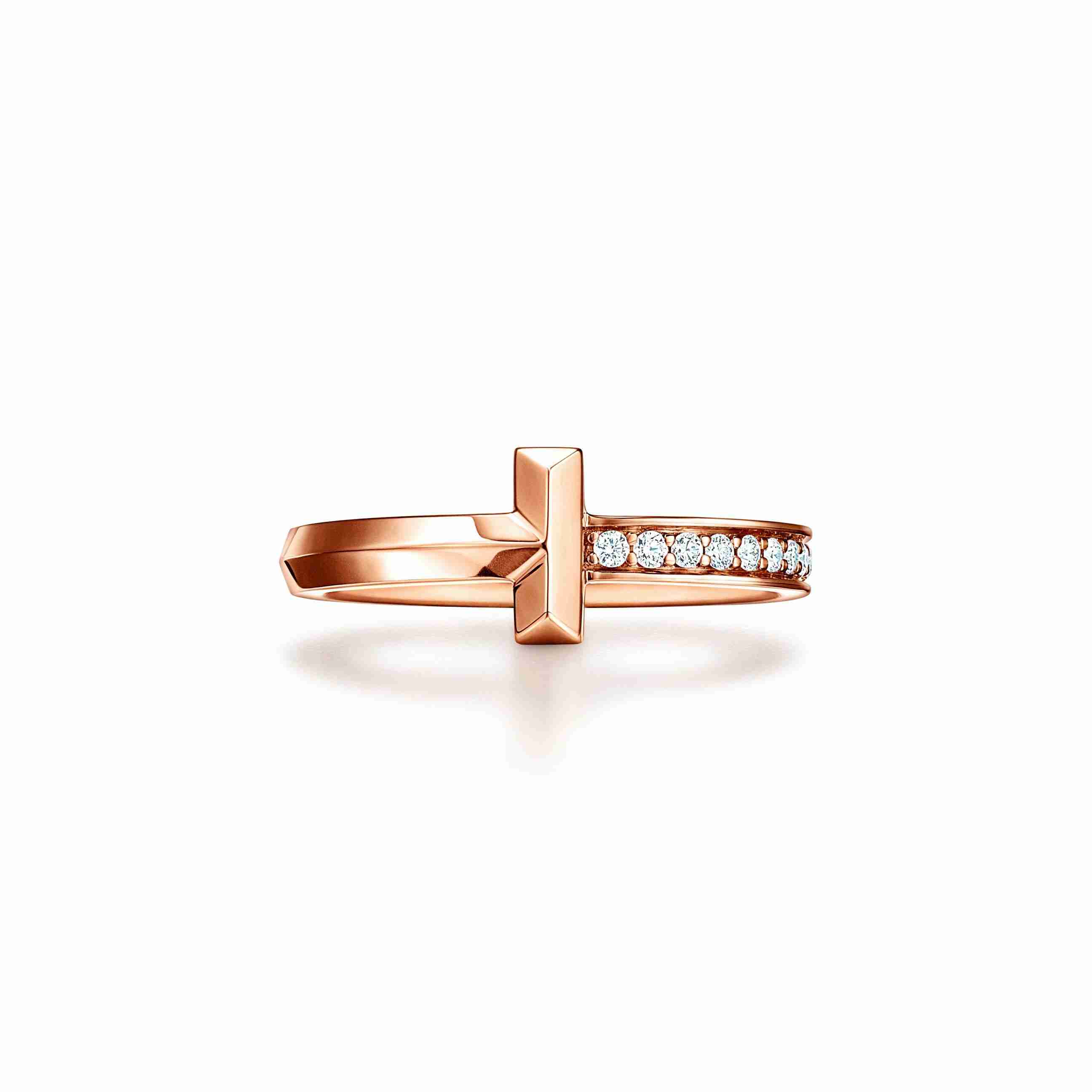 Tiffany T:T1 Narrow Diamond Ring_x000D_in 18k Rose Gold