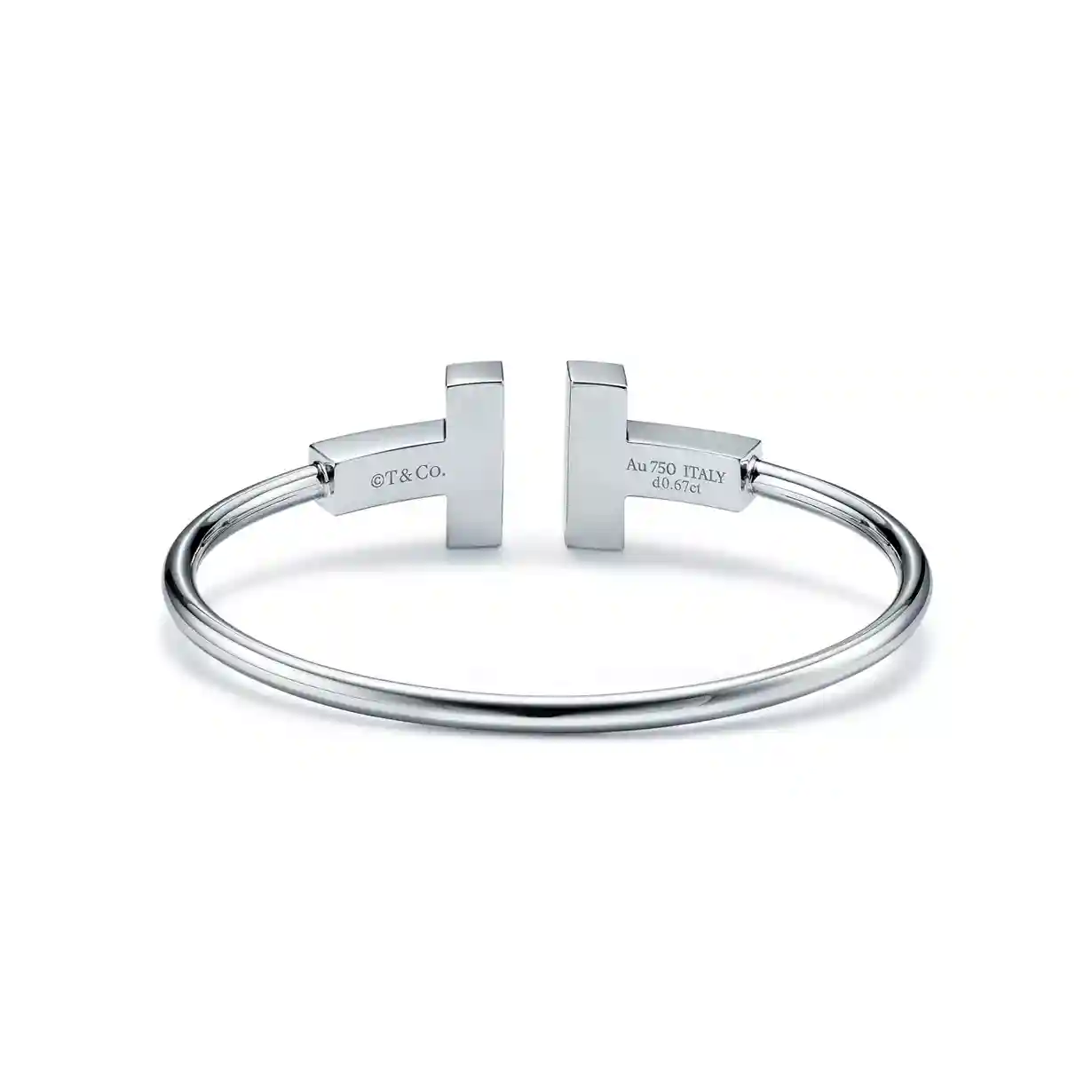 Tiffany T: Wide Diamond Wire Bracelet in White Gold
