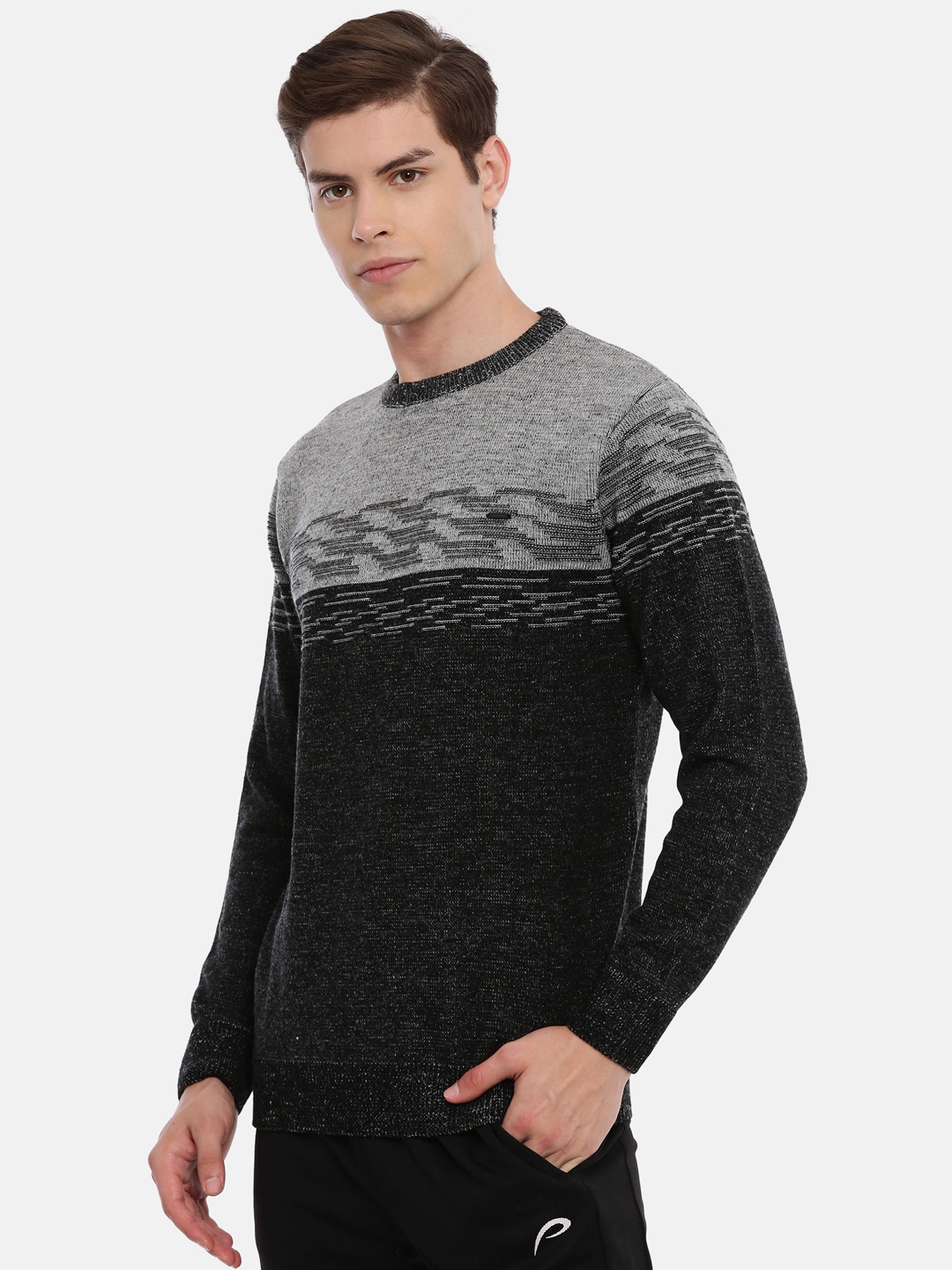 Men's Grey Cotton Melange Sweaters