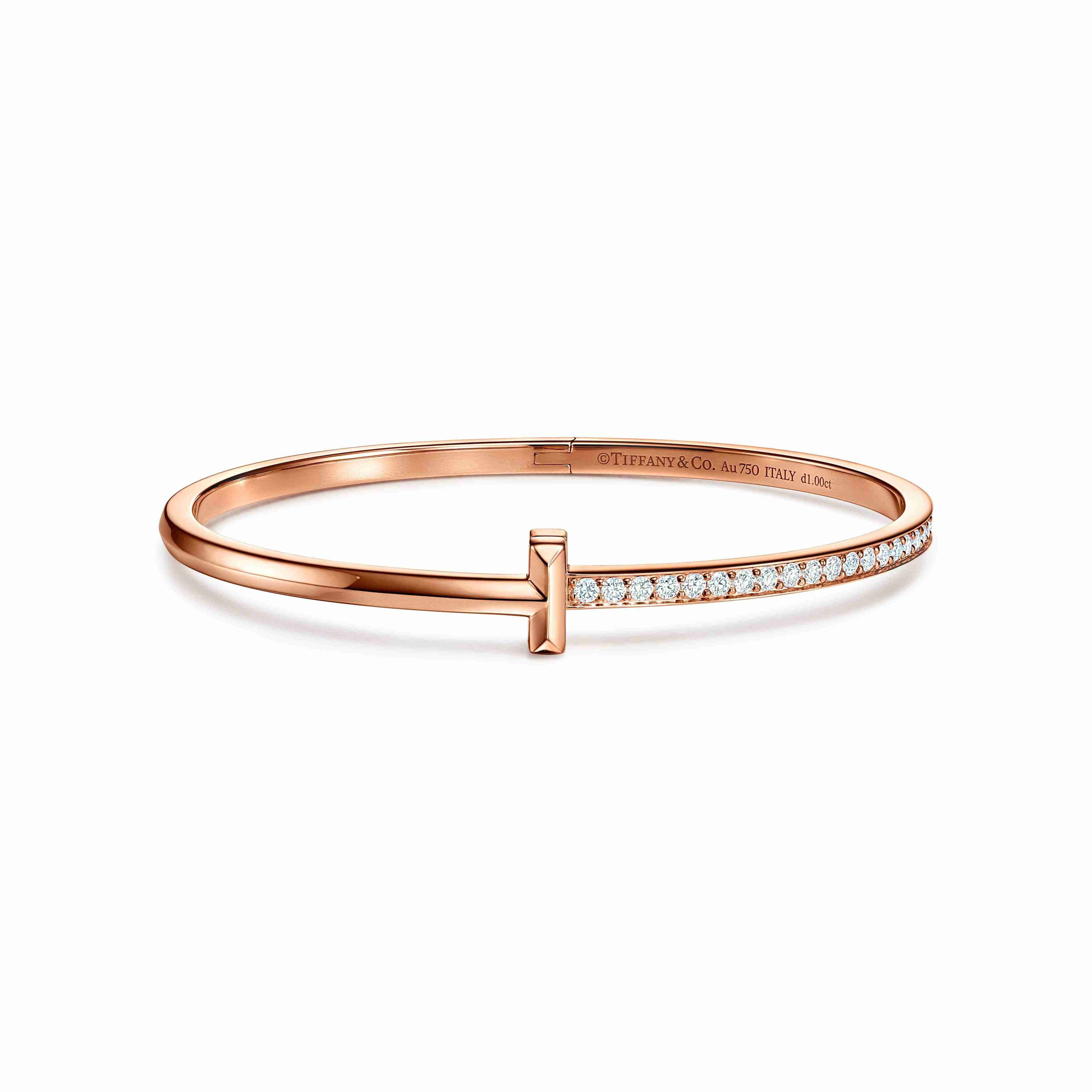 Tiffany T:T1 Narrow Diamond Hinged Bangle
in 18k Rose Gold
