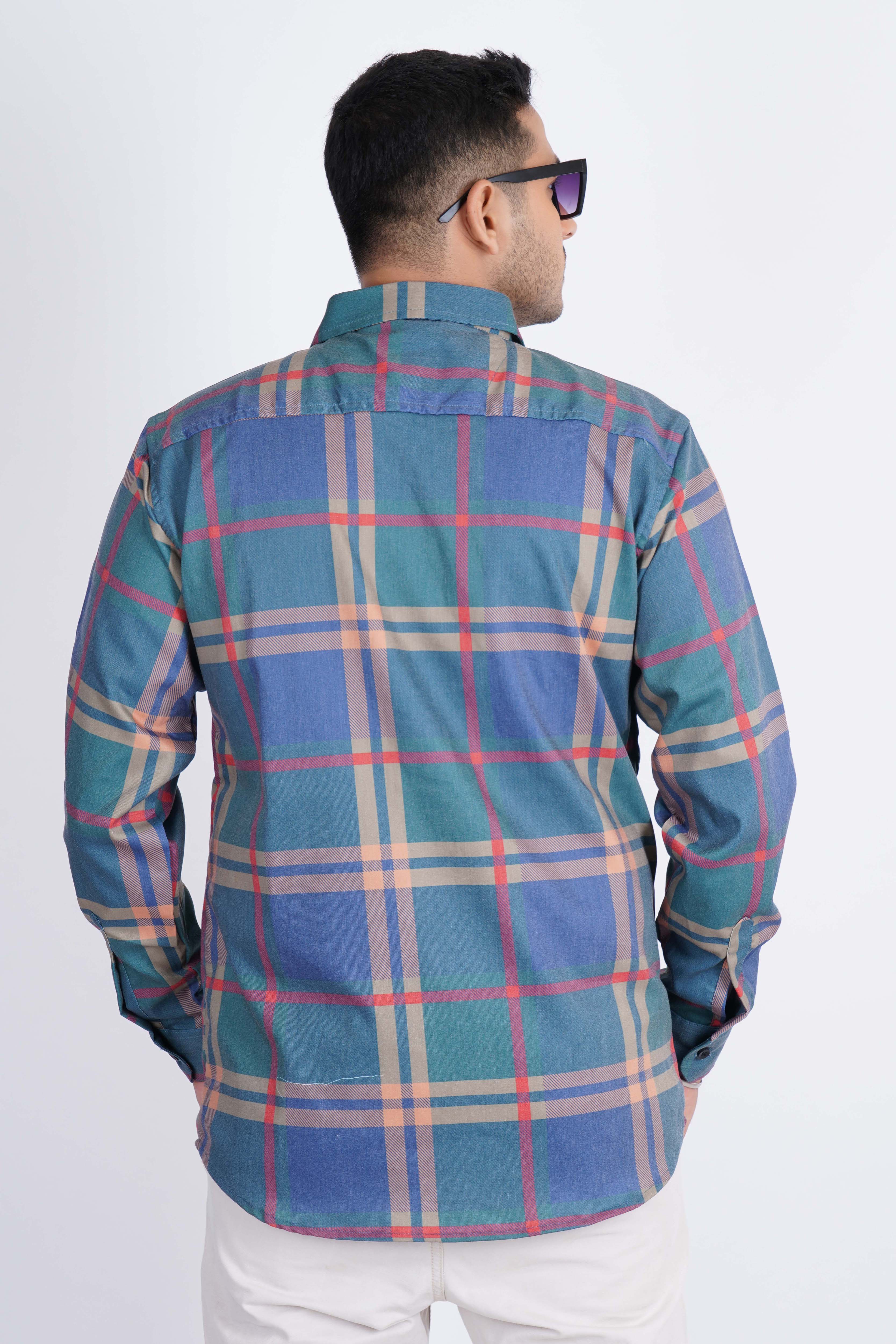 Green Blue Red Checks Imported Lycra Shirt
