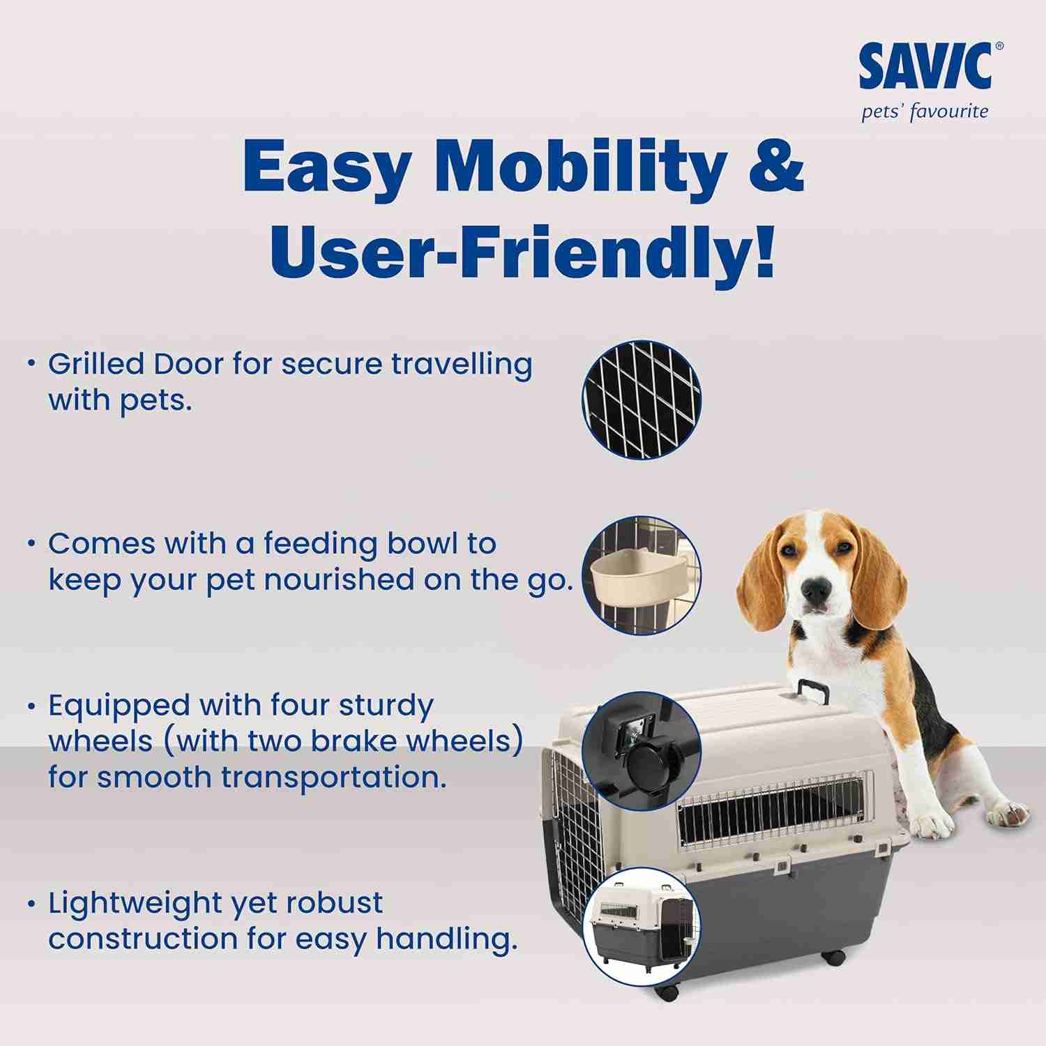 Savic Andes 5 Carrier for Dogs and Cats (Ivory)