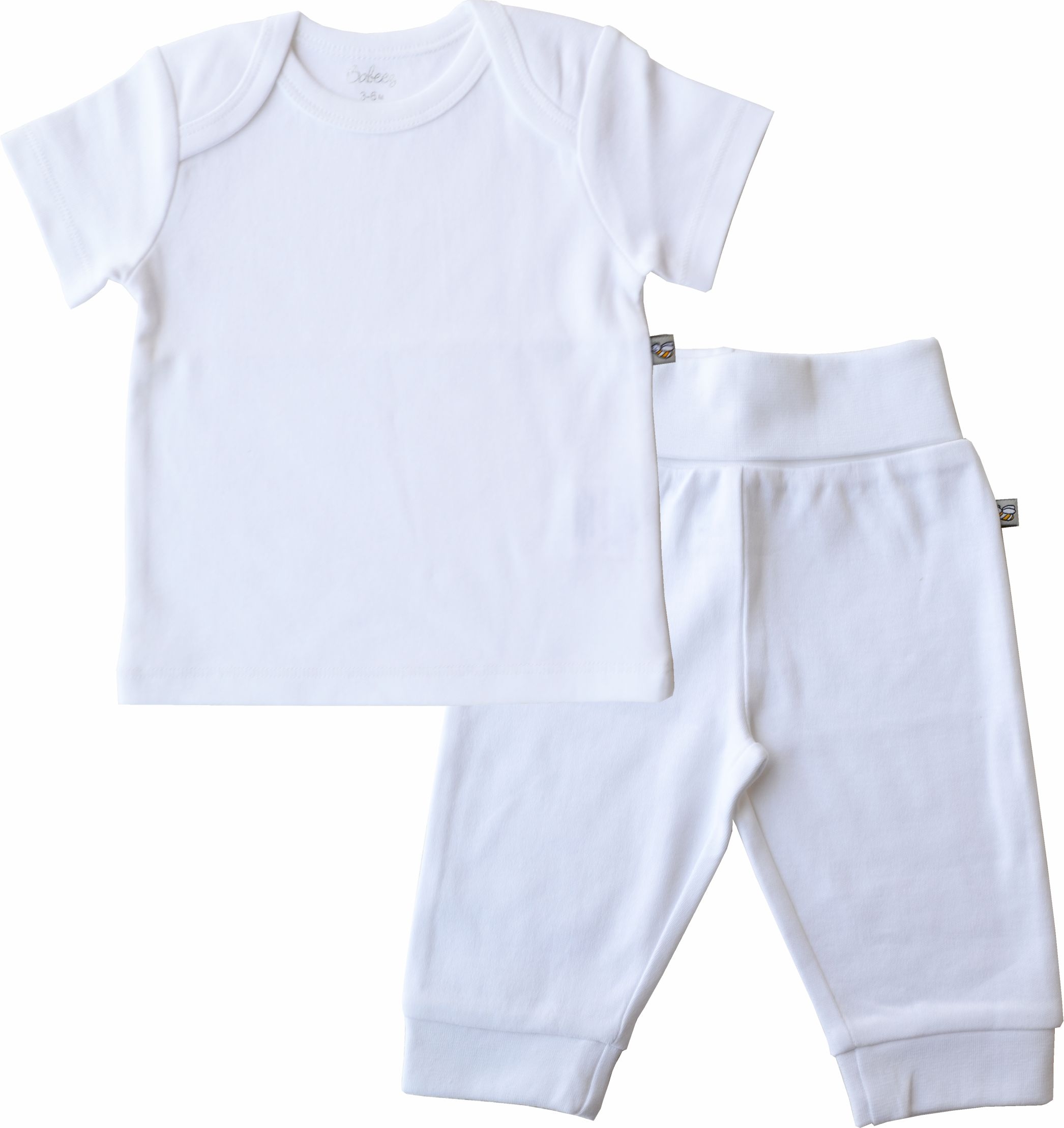 White Short Sleeve Top + Pant set(100% Cotton Interlock Biowash)