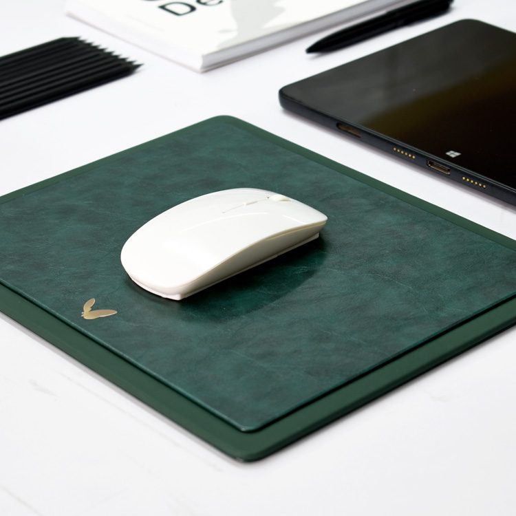 Rectangular Mouse Pad in Faux Leather | Rigid | 11×9 Inches | Moderno | Olive Green