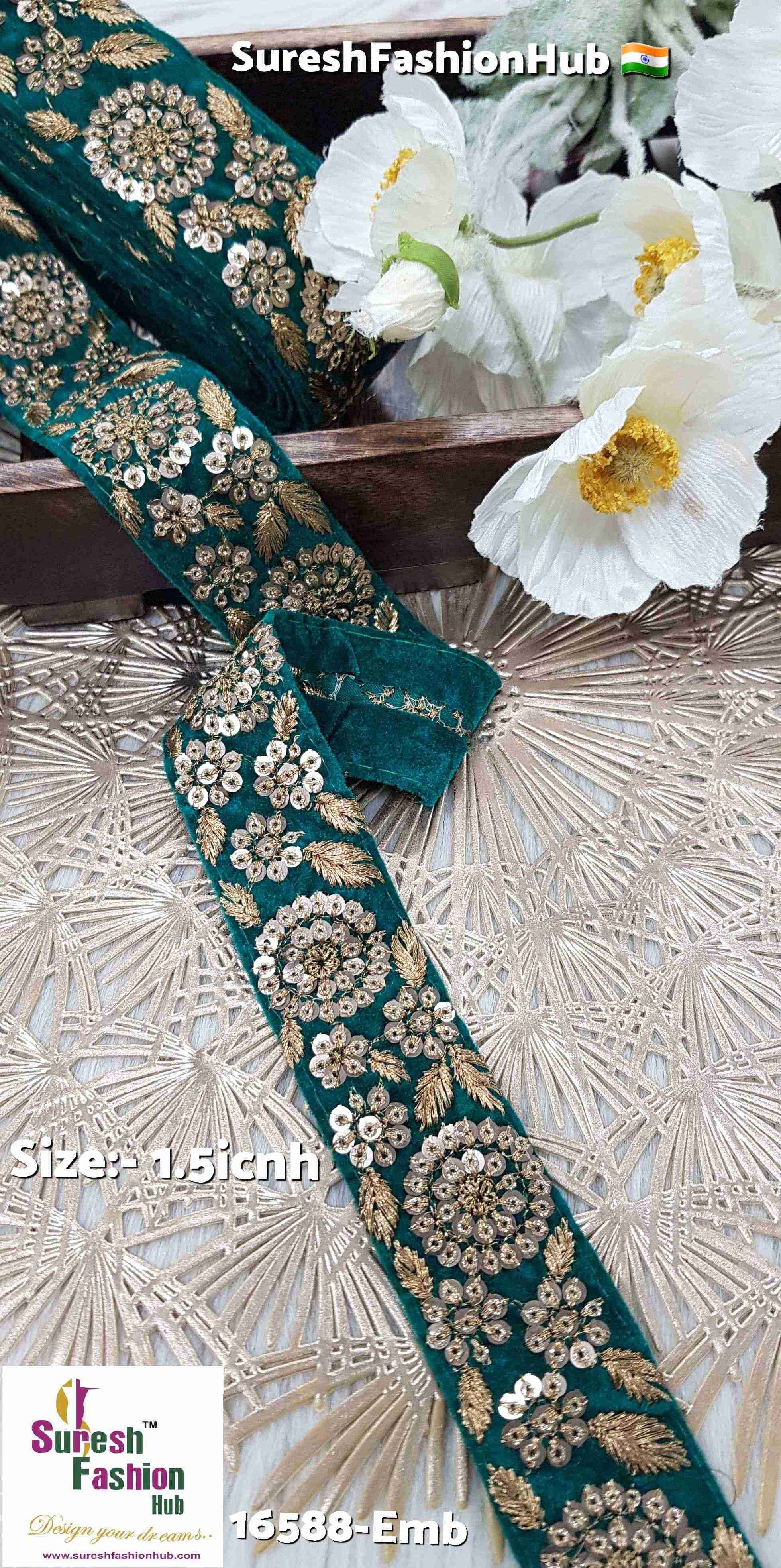 Rama Velvet Bloom Sequin Border