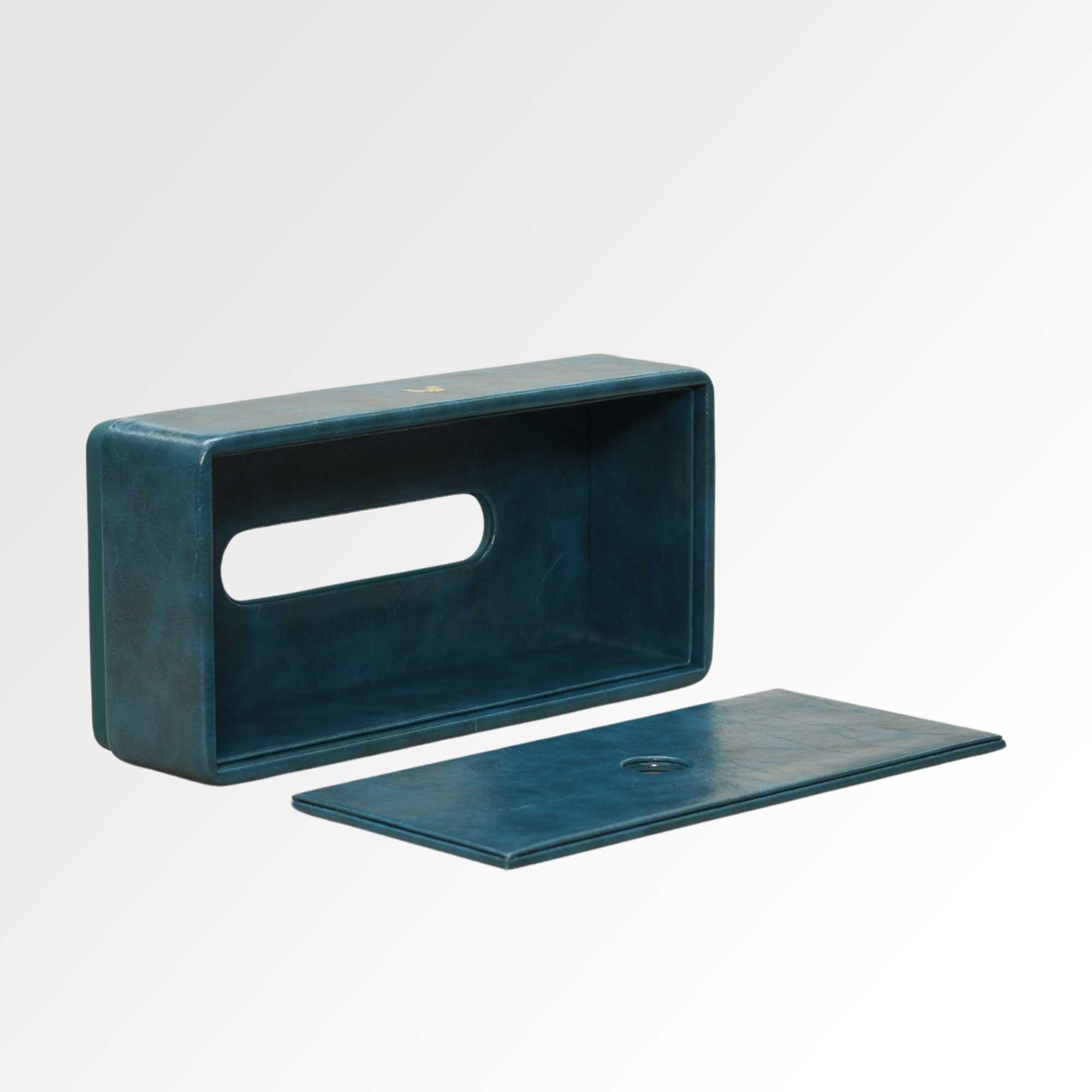 Tissue Box Holder for Home and Office in Premium Faux Leather | Size: 9.5 x 4.5 x 2.5(H) Inches | Moderno | Blue