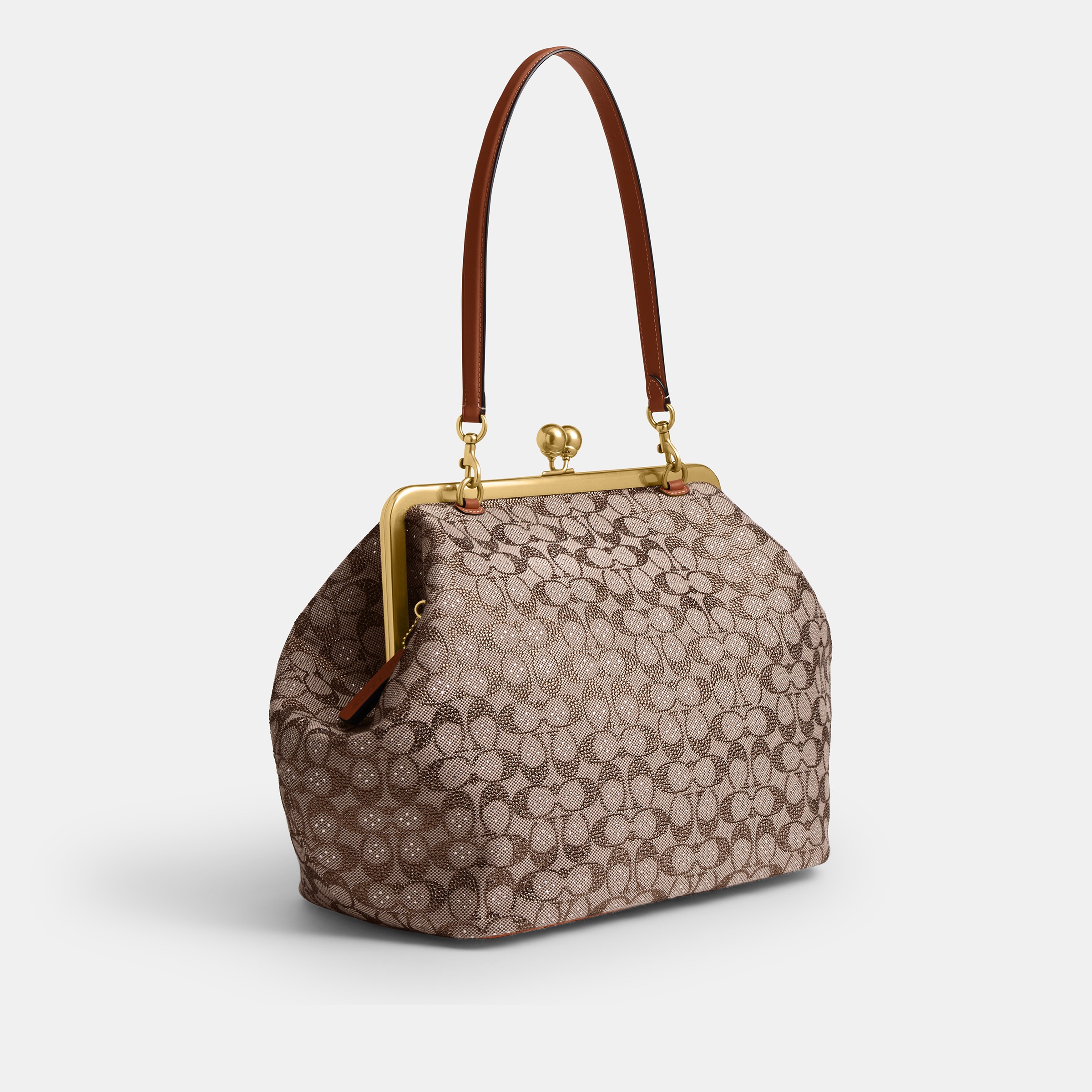 Large Kisslock Frame Bag In Crystal Signature Jacquard