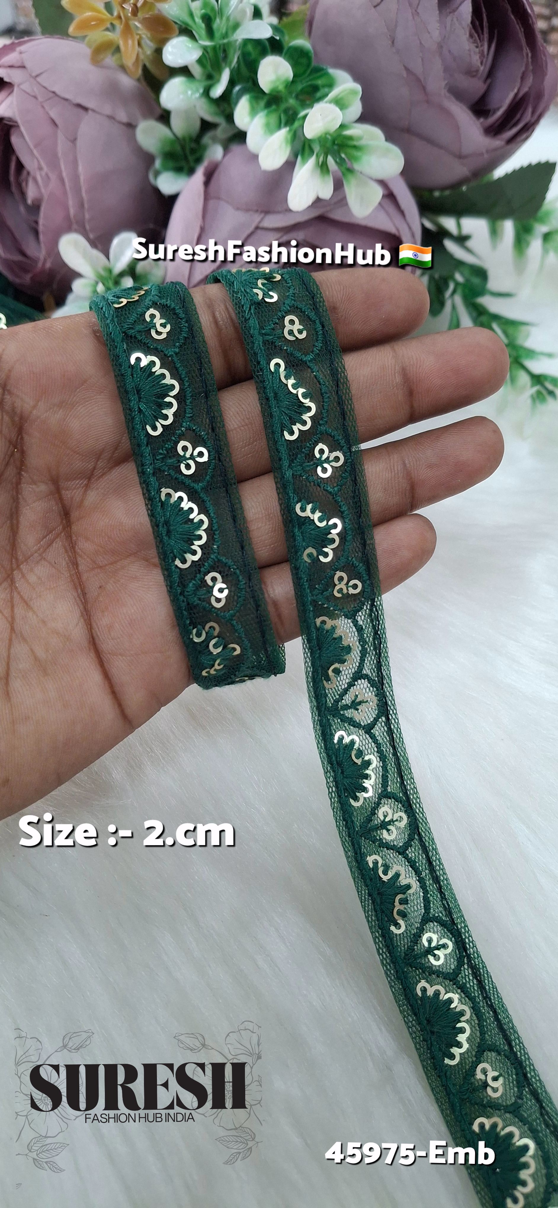 Bottle Green Tone-on-Tone Net Embroidery Lace