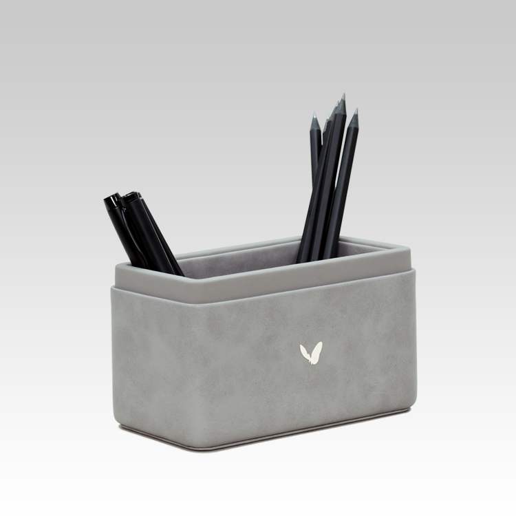 Pen/Pencil Holder | Faux Leather | Rectangular Medium | Moderno | Grey