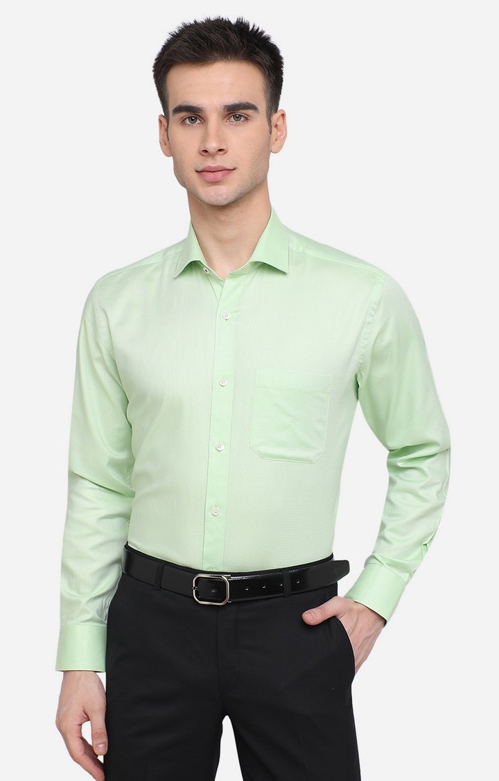 JadeBlue | JSK16231 GREEN Men's Green Cotton Solid Formal Shirts 0