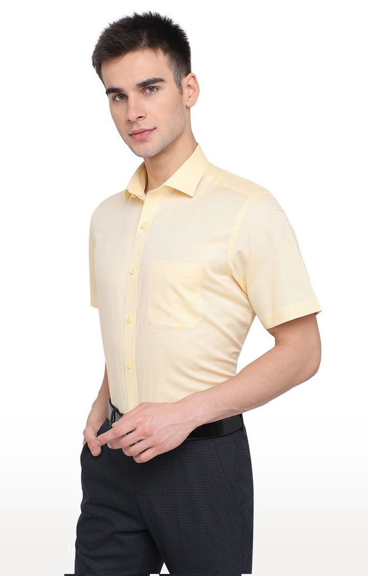 JadeBlue | RM-2002 YELLOW Men's Yellow Cotton Solid Formal Shirts 2
