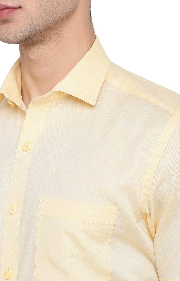 JadeBlue | RM-2002 YELLOW Men's Yellow Cotton Solid Formal Shirts 4