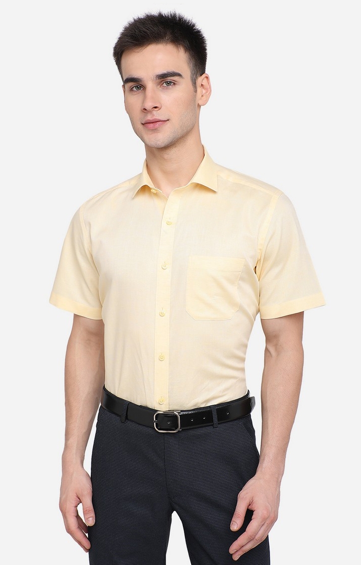 JadeBlue | RM-2002 YELLOW Men's Yellow Cotton Solid Formal Shirts 0