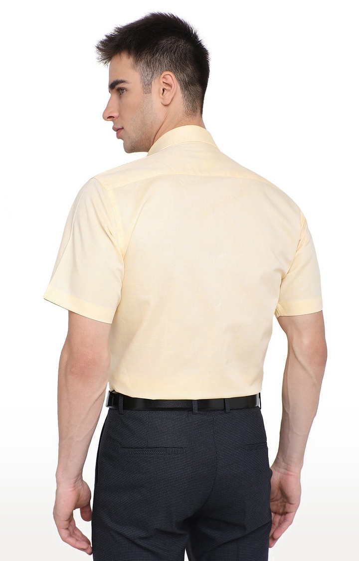JadeBlue | RM-2002 YELLOW Men's Yellow Cotton Solid Formal Shirts 3