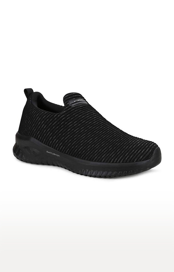 Campus Shoes | Men's Aim Black Mesh Casual Slip-ons 0